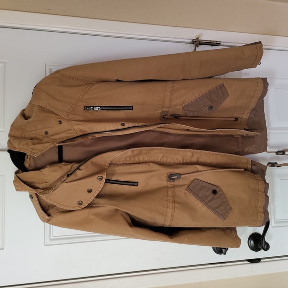 Rare Forever 21 jacket with zip out Fur lining Trench Coat Large - Picture 9 of 12